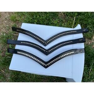 BlackJak Refinery Clincher V-Shaped Browbands - Dressage Black